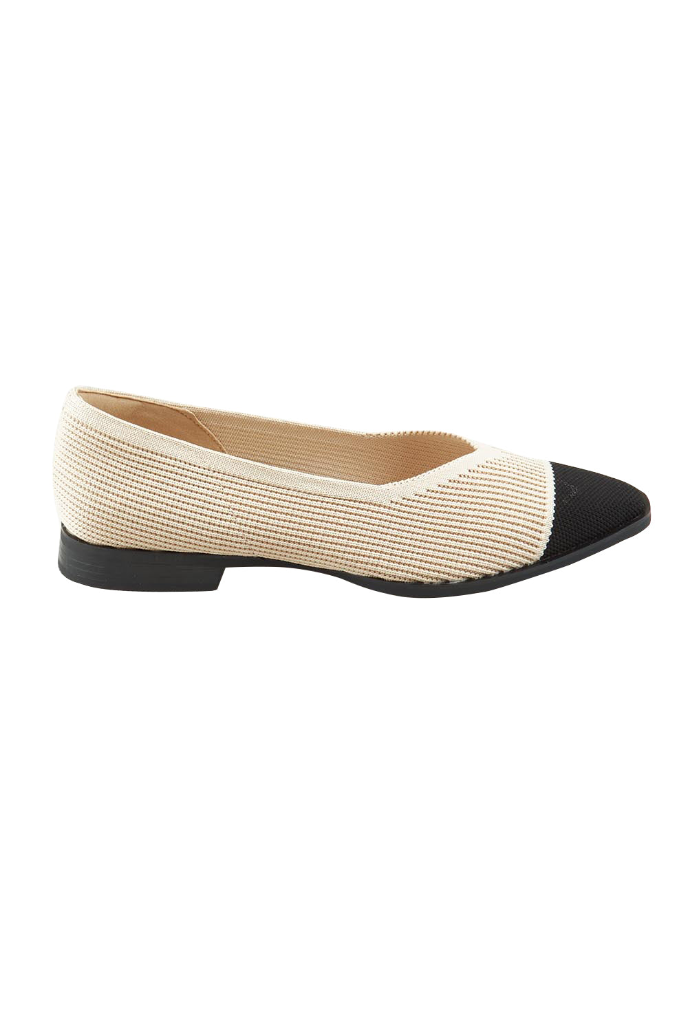 Product shot of the Syracus Fly Knit Washable Flat in colour TaupeBlack, from the front