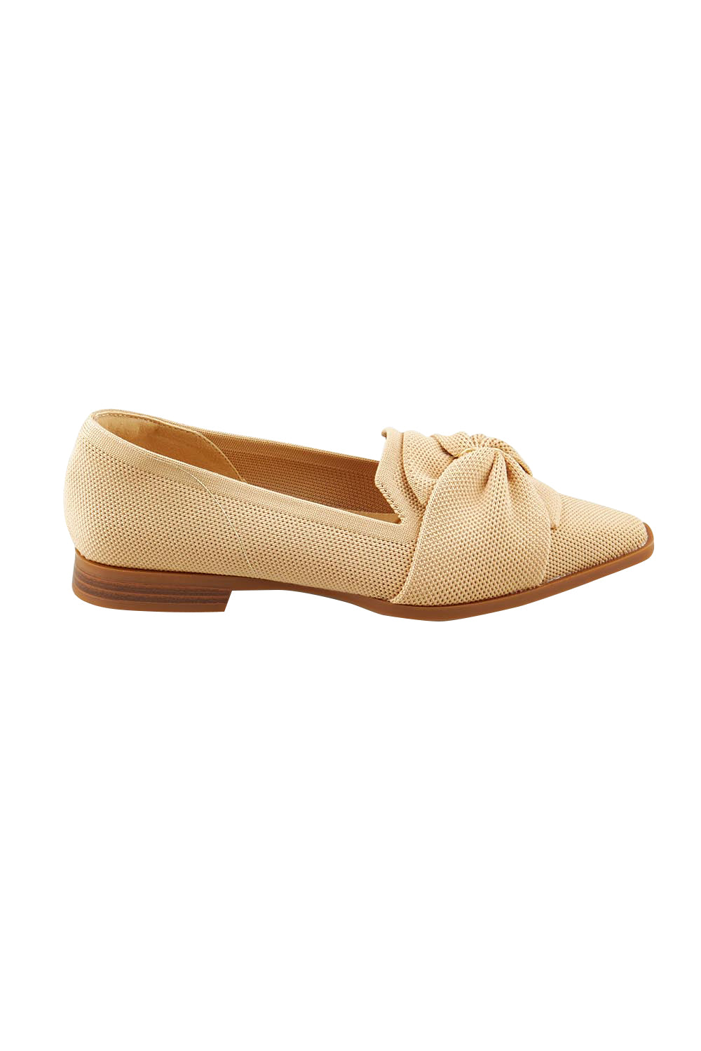 Product shot of the Syretia Fly Knit Washable Flat in colour Caramel, from the front