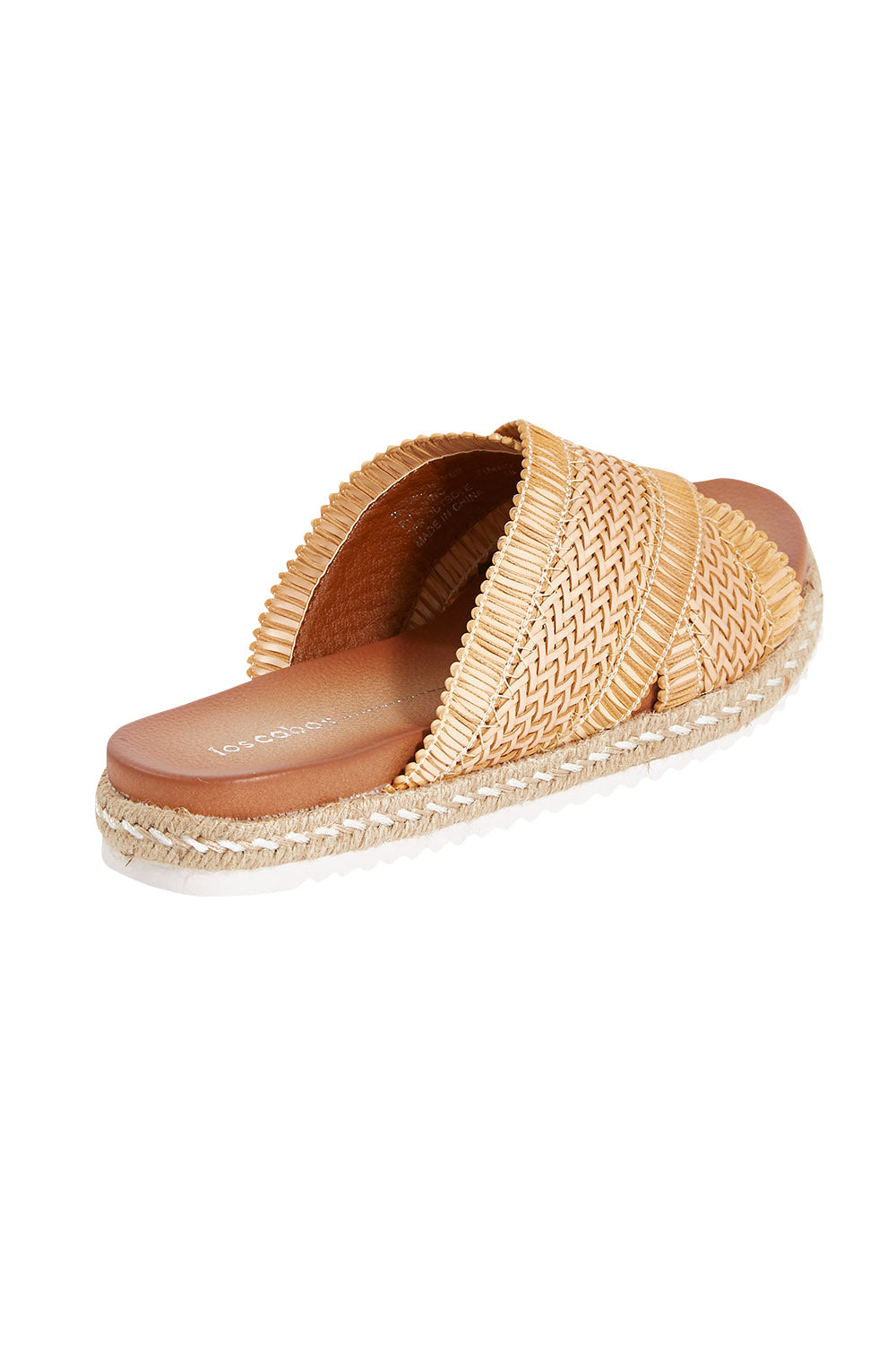 Product shot of the Tinny Flat Sandal in colour Tan, from the back