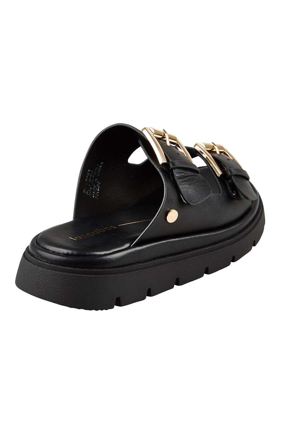 Product shot of the Toledo Sandal - Black in colour Black, from the back