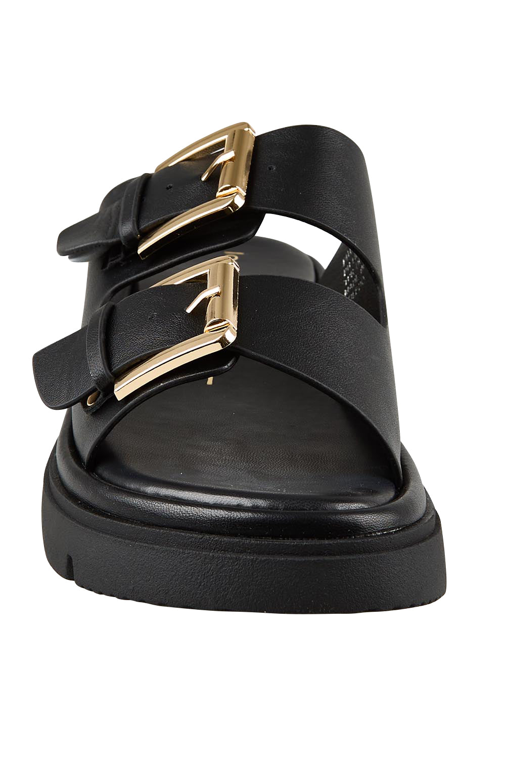 Product shot of the Toledo Sandal - Black in colour Black, showing detail