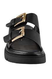 Product shot of the Toledo Sandal - Black in colour Black, showing detail