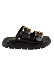 Product shot of the Toledo Sandal - Black in colour Black, from the front