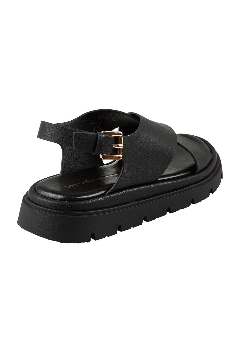 Product shot of the Tolis Flatform Sandal in colour Black (Black), from the back