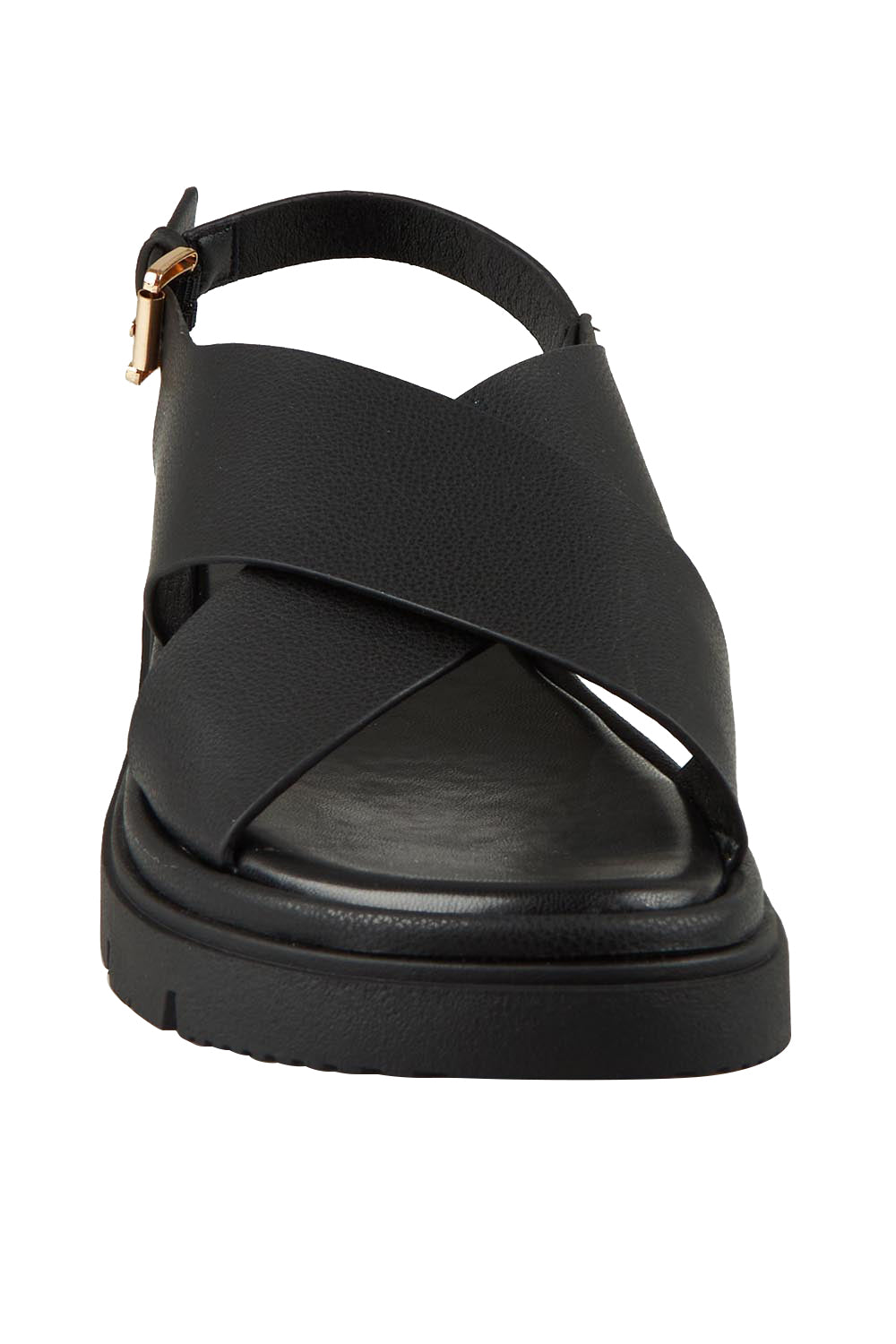 Product shot of the Tolis Flatform Sandal in colour Black (Black), detail