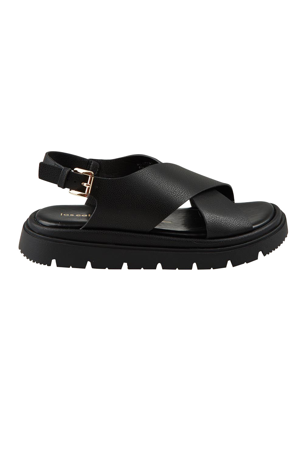 Product shot of the Tolis Flatform Sandal in colour Black (Black), from the front