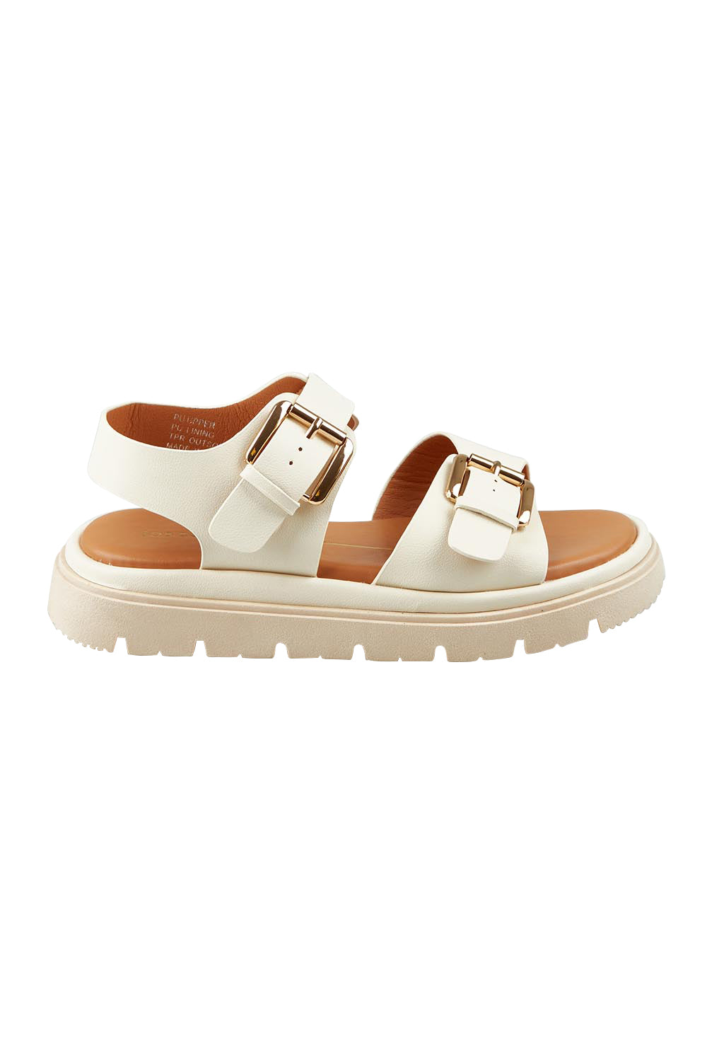 Product shot of the Toli Flatform in colour Bone (White), from the front