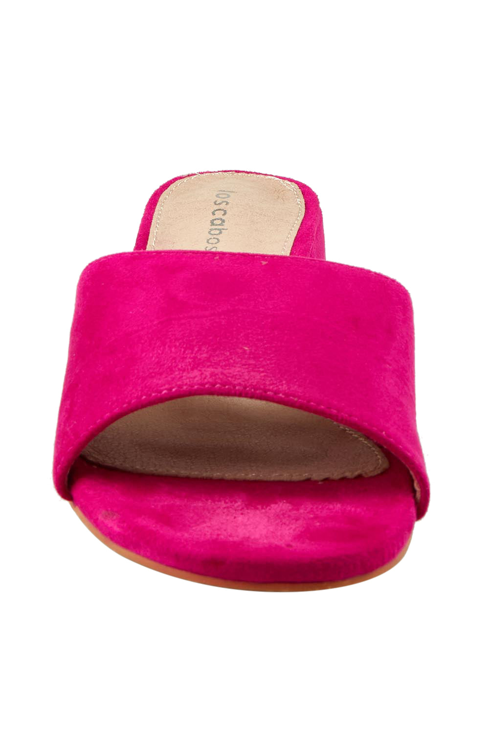 Product shot of the Zayne Slip On Heel in colour Fushia (Pink), detail