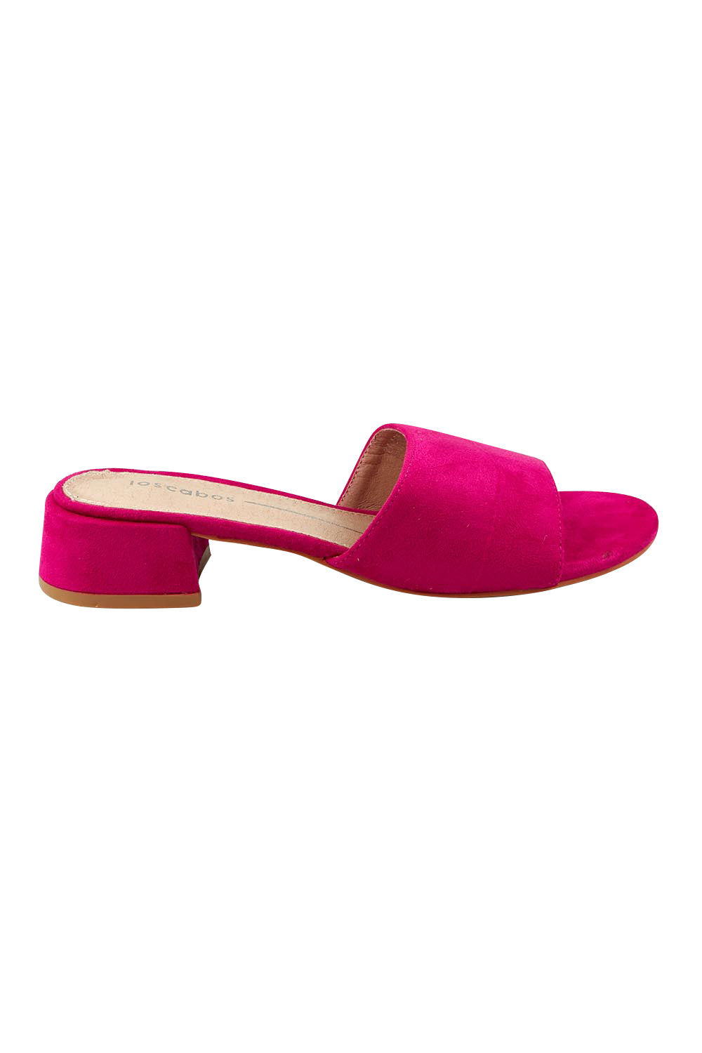 Product shot of the Zayne Slip On Heel in colour Fushia (Pink), from the front