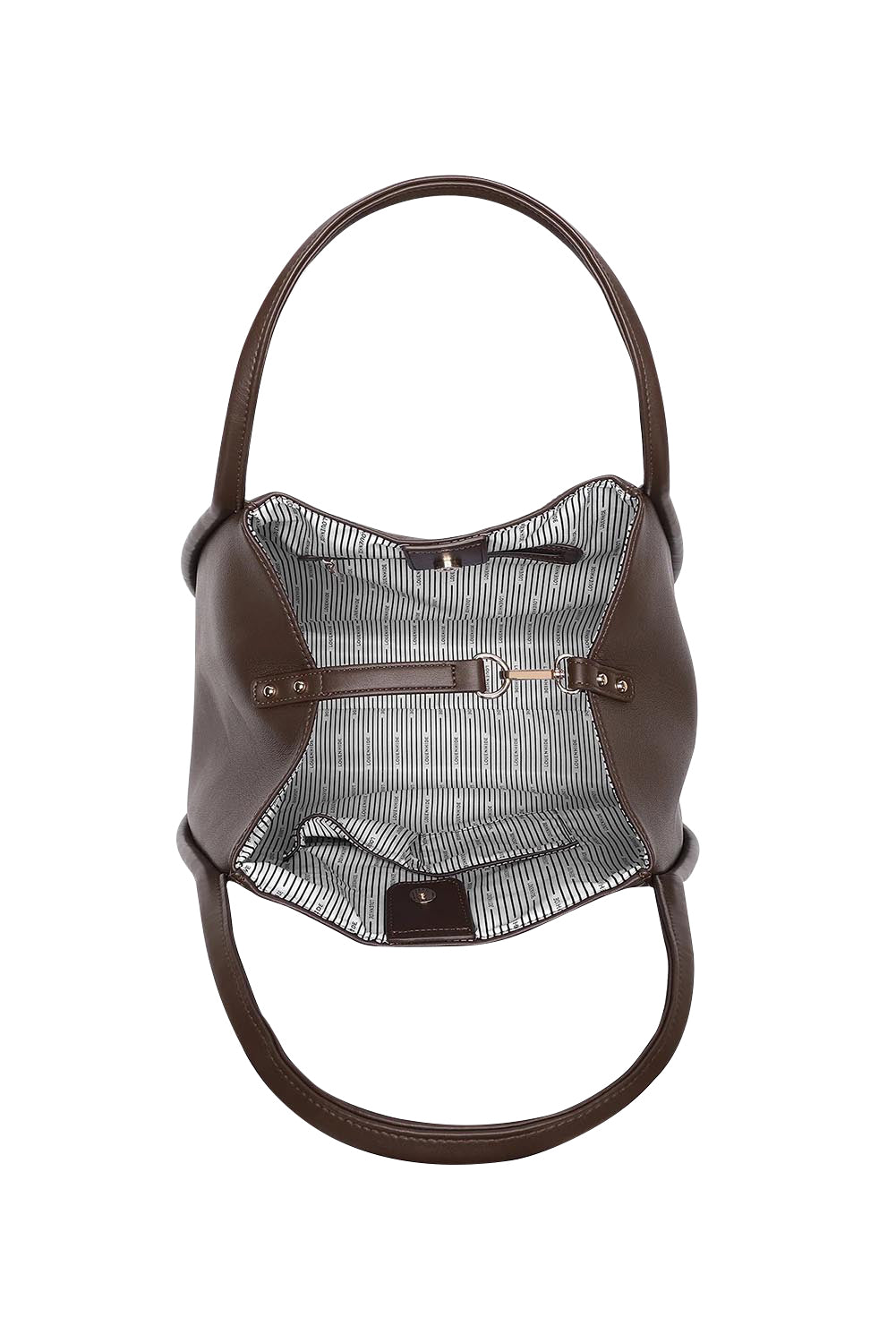 Product shot of the Sutton Shoulder Bag in colour Chocolate, detail