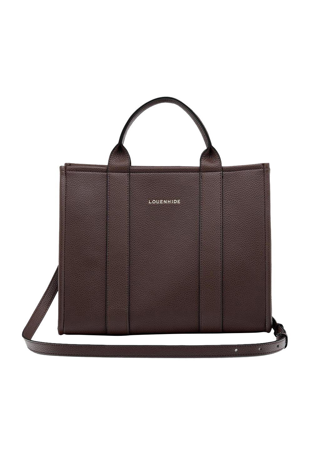 Product shot of the Manhattan Tote Bag in colour Chocolate, from the front