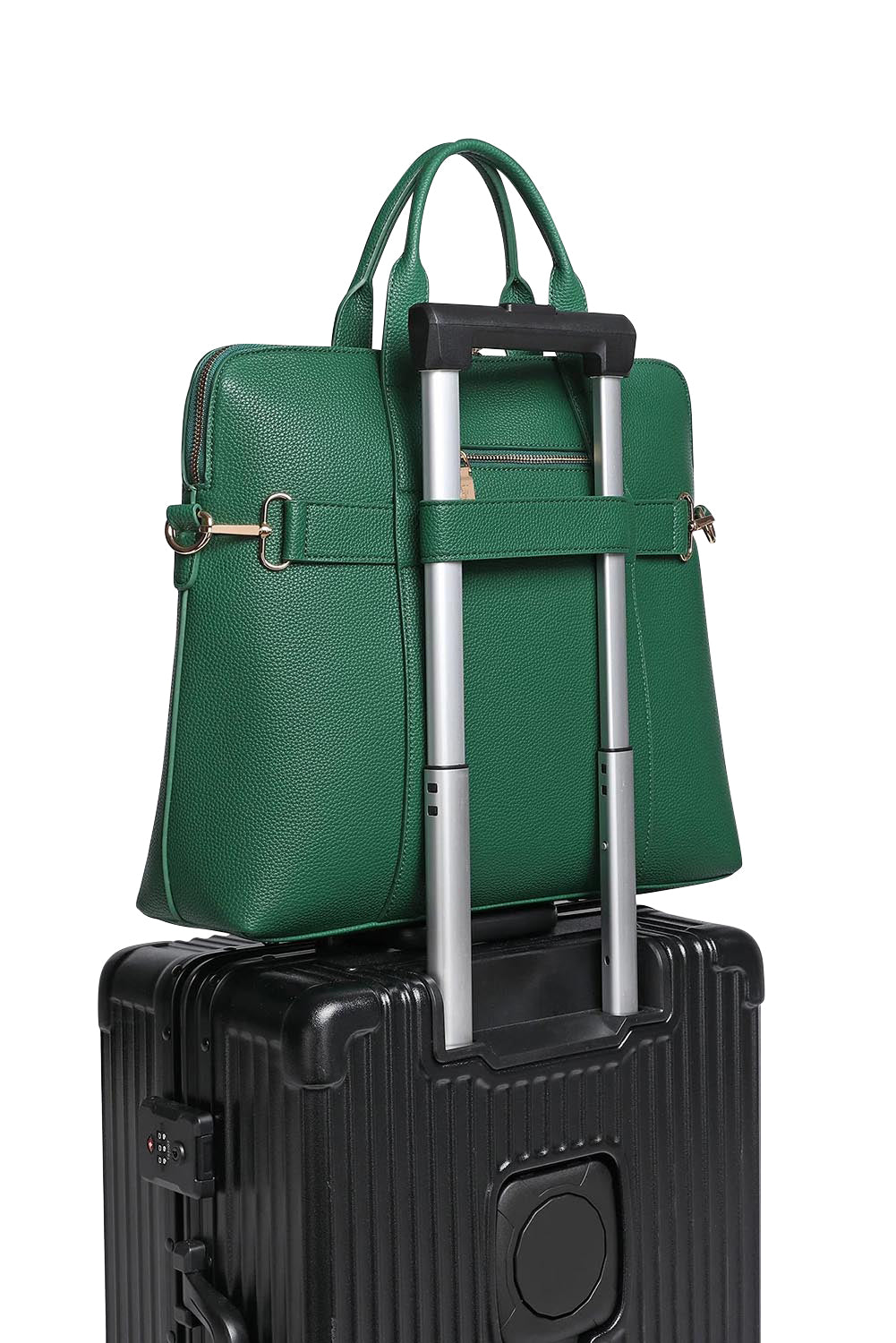 Product shot of the Rhodes Laptop Bag in colour Green (Green), detail