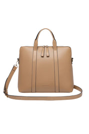 Product shot of the Rhodes Laptop Bag in colour Latte, from the front