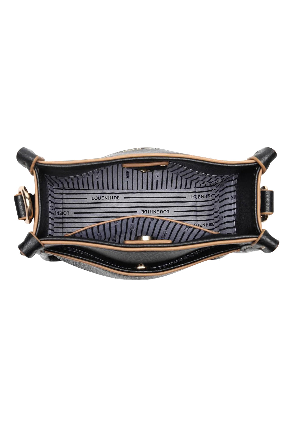 Product shot of the Parker Phone Crossbody Bag in colour Black (Black), detail
