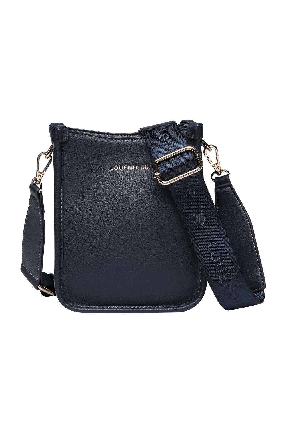 Product shot of the Parker Phone Crossbody Bag in colour Navy (Blue), from the front