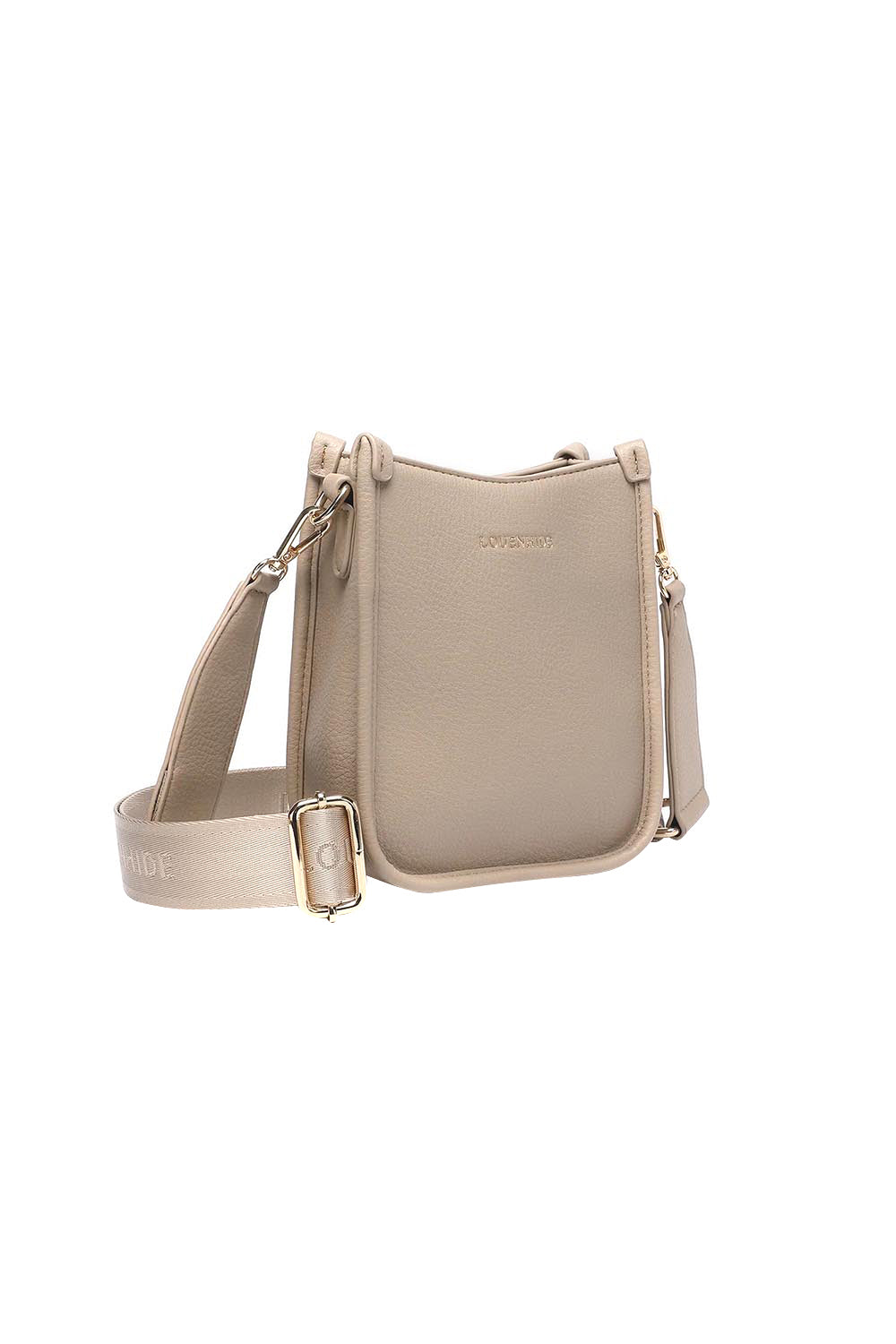 Product shot of the Parker Phone Crossbody Bag - Stone in colour Stone, showing detail