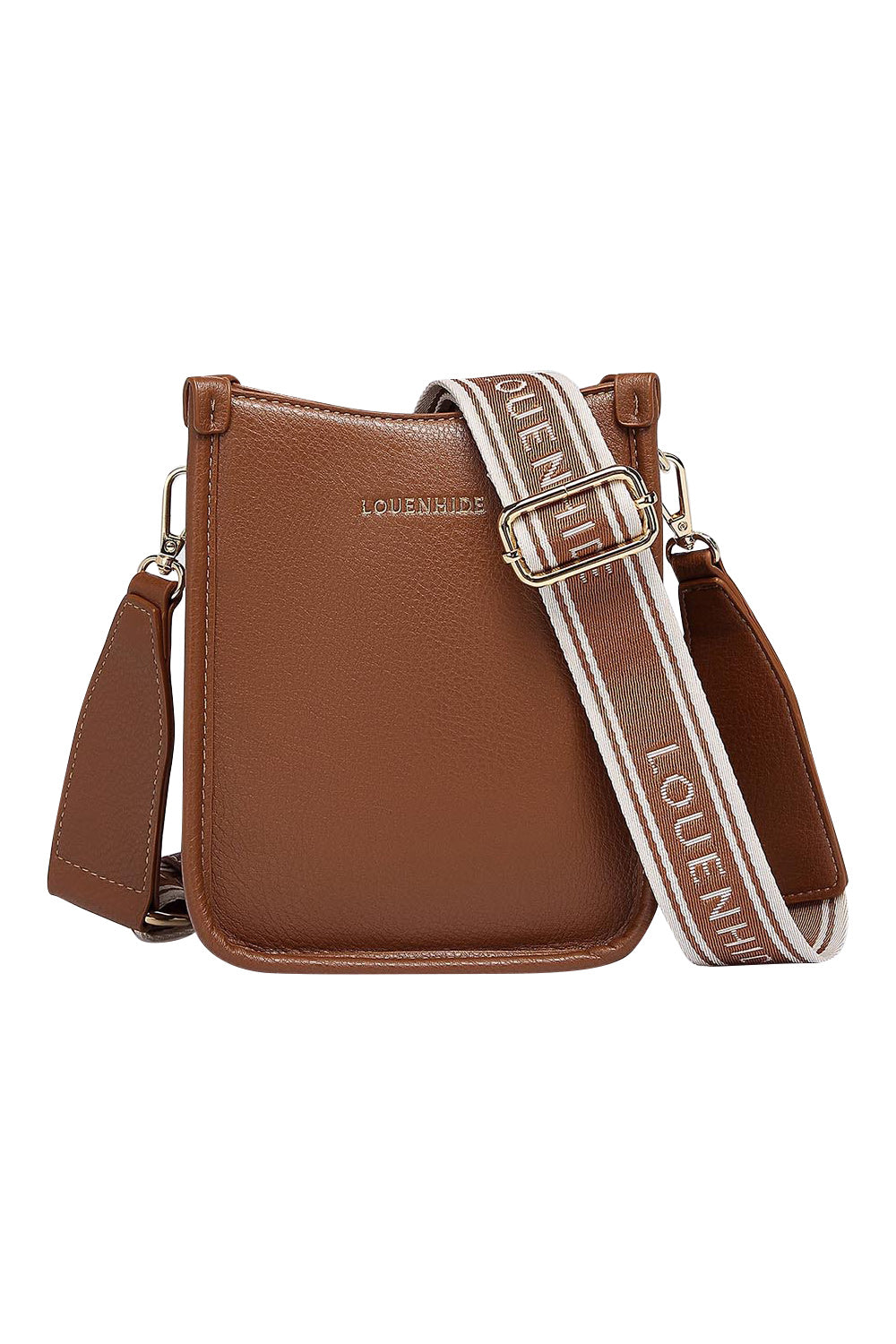 Product shot of the Parker Phone Crossbody Bag in colour Tanlogo, from the front