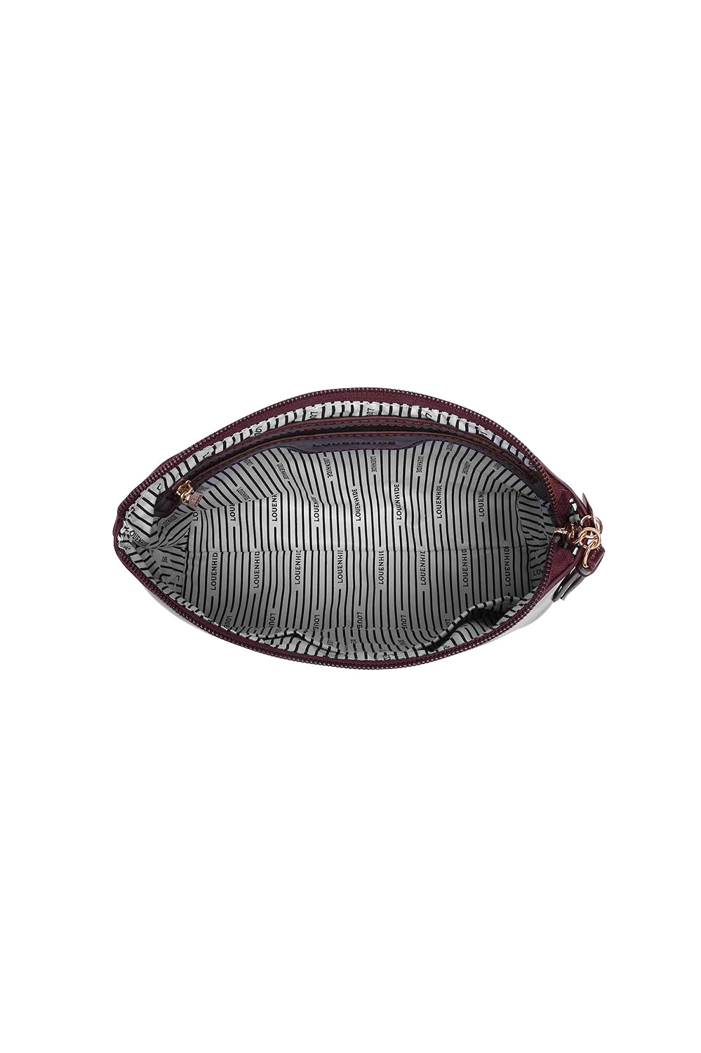 Product shot of The Everyday Pouch in colour Burgundy (Red), detail