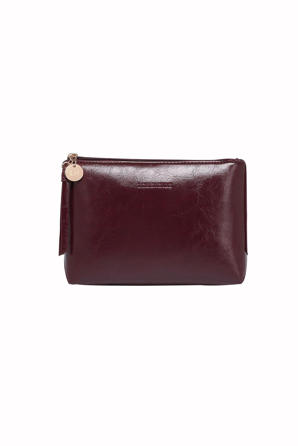 Product shot of The Everyday Pouch in colour Burgundy (Red), from the front