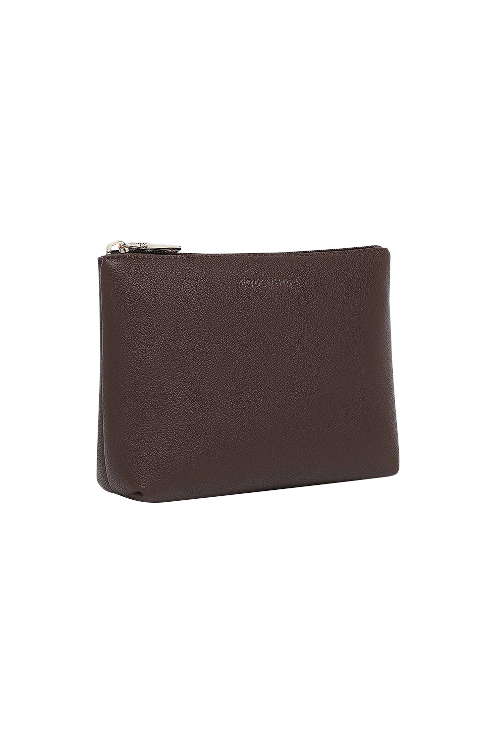 Product shot of The Everyday Pouch in colour Chocolate, detail