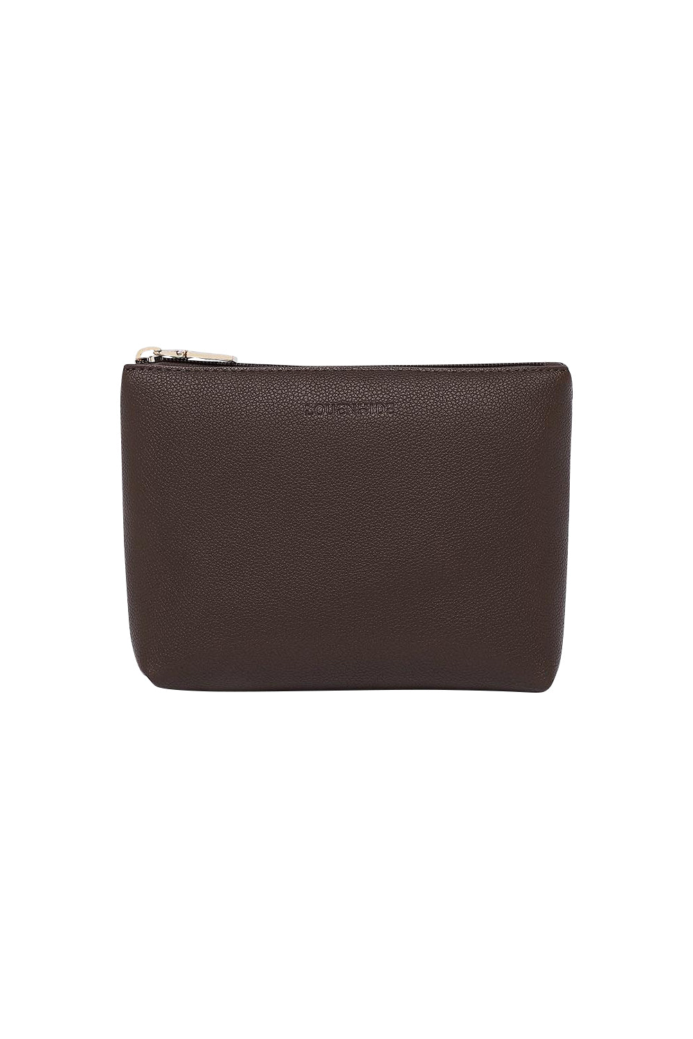 Product shot of The Everyday Pouch in colour Chocolate, from the front