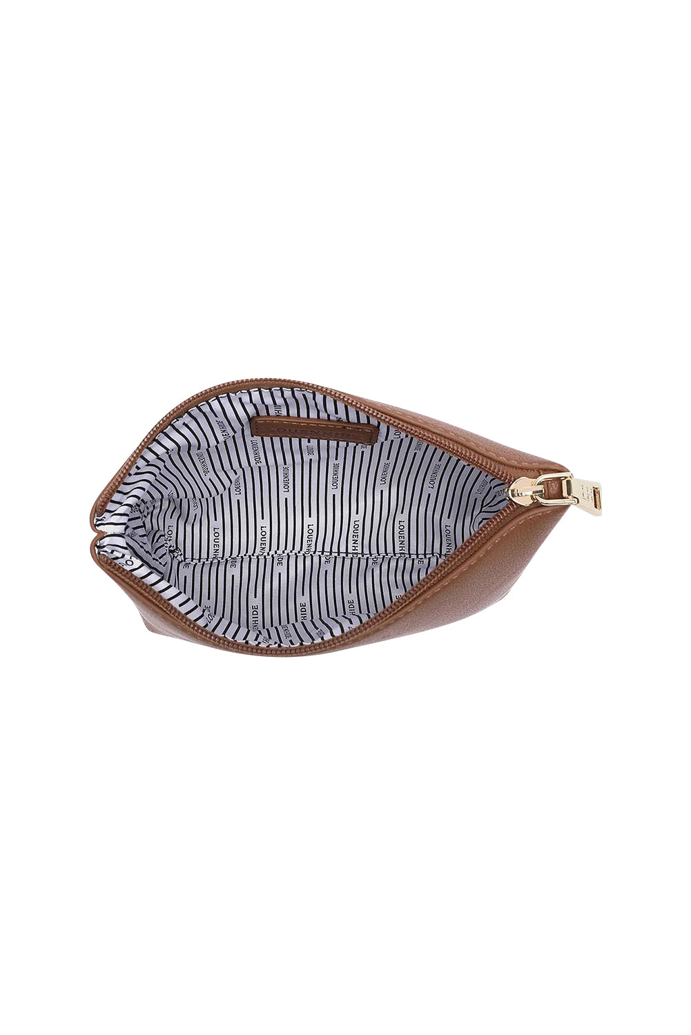 Product shot of The Everyday Pouch in colour Tan, detail