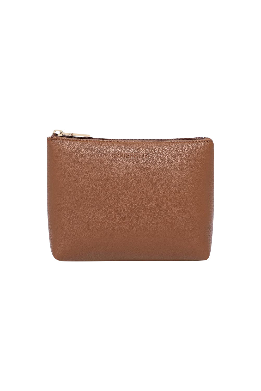 Product shot of The Everyday Pouch in colour Tan, from the front