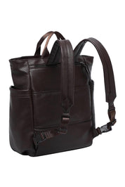 Product shot of the Bronx Backpack in colour Chocolate, from the back