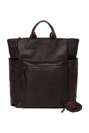 Product shot of the Bronx Backpack in colour Chocolate, detail