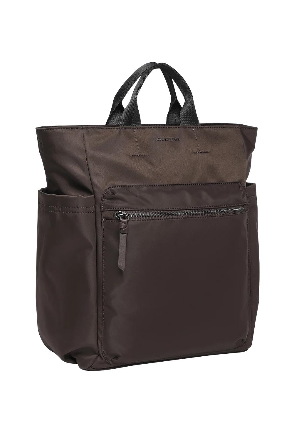 Product shot of the Bronx Backpack in colour Nylonchoc, detail