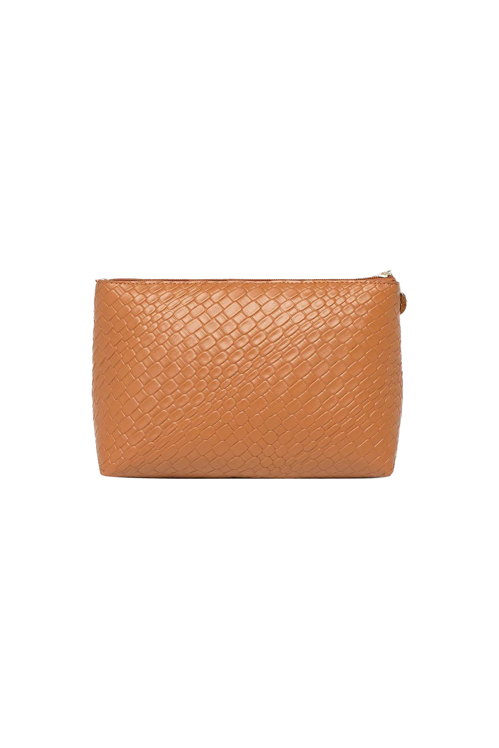 Product shot of the Carlo Pouch in colour Caramel, from the back