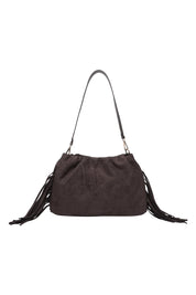 Product shot of the Reese Shoulder Bag in colour Chocolate, from the back