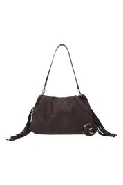 Product shot of the Reese Shoulder Bag in colour Chocolate, from the front