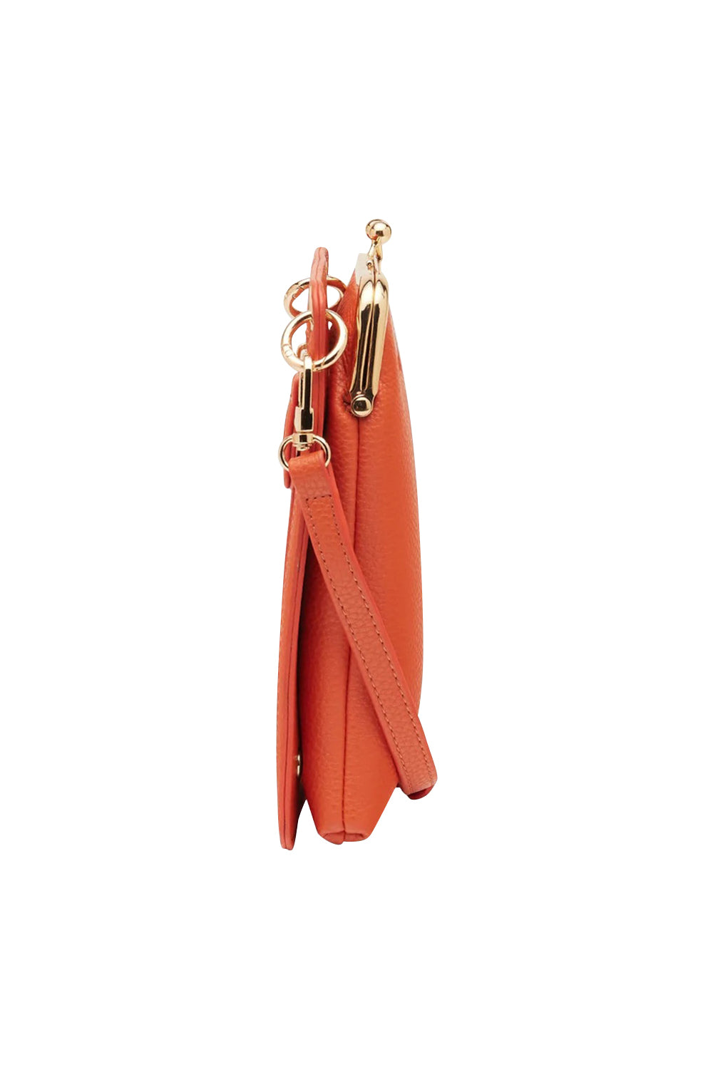 Product shot of the Billie Crossbody Phone Bag in colour Orange, detail