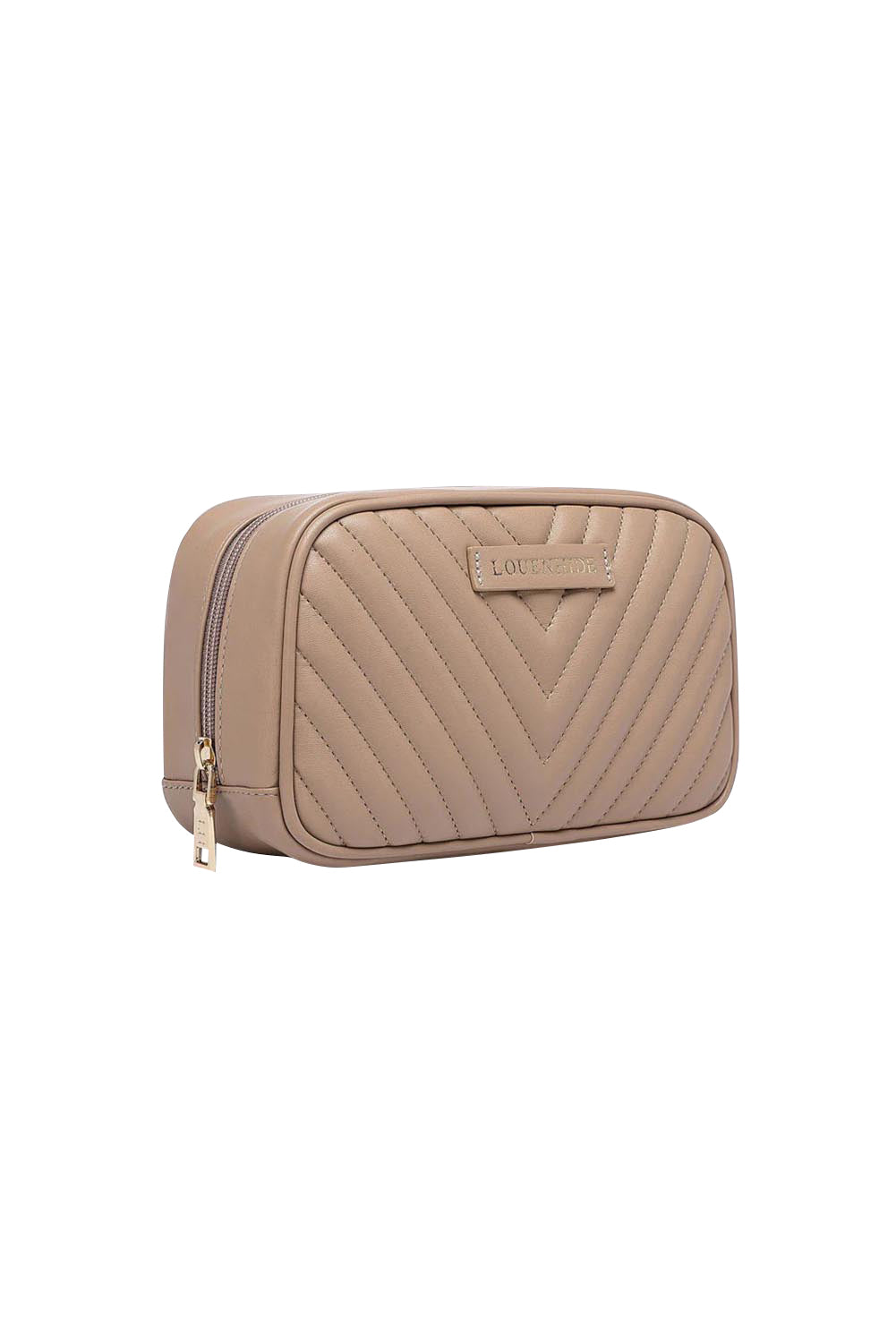 Lacey Quilted Makeup Bag - Coffee