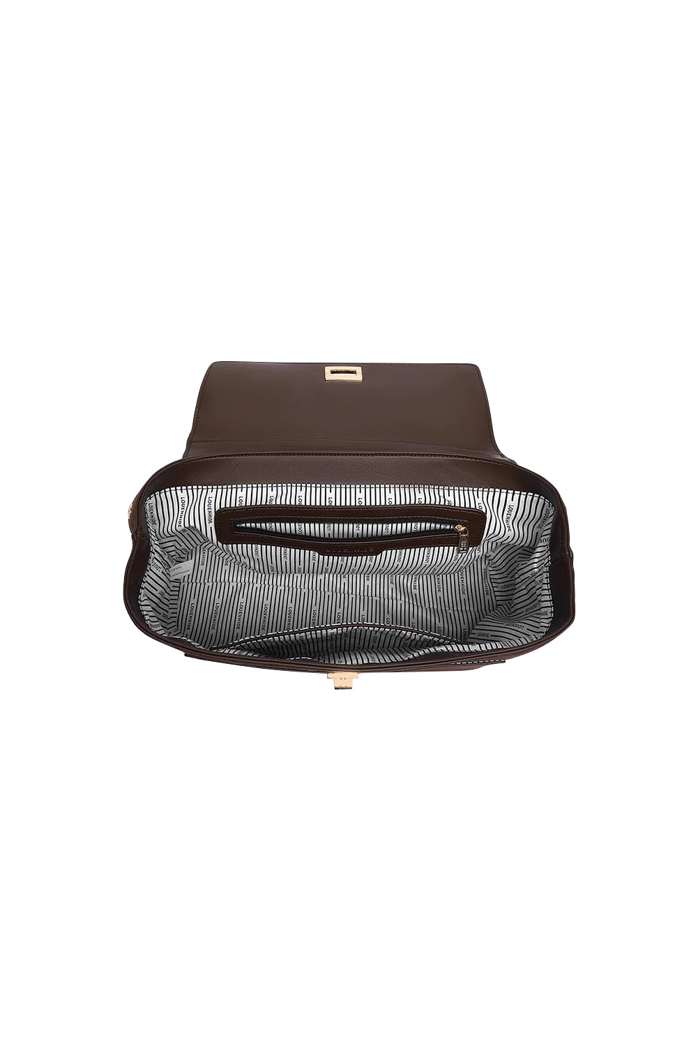Product shot of the Arden Suedette Shoulder Bag in colour Chocolate, detail