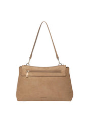 Product shot of the Arden Suedette Shoulder Bag in colour Honey, from the back