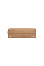 Product shot of the Arden Suedette Shoulder Bag in colour Honey, detail
