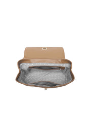 Product shot of the Arden Suedette Shoulder Bag in colour Honey, detail