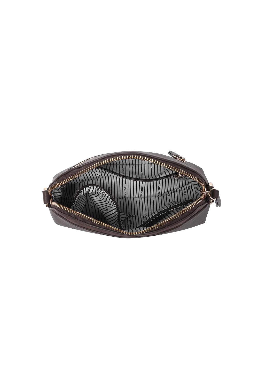 Product shot of the Alison Crossbody Handbag in colour Chocolate, detail
