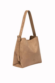Product shot of the Peyton Suedette Shoulder Tote Bag in colour Honey, detail