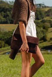 Luka Suedette Clutch – Chocolate