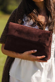 Luka Suedette Clutch – Chocolate