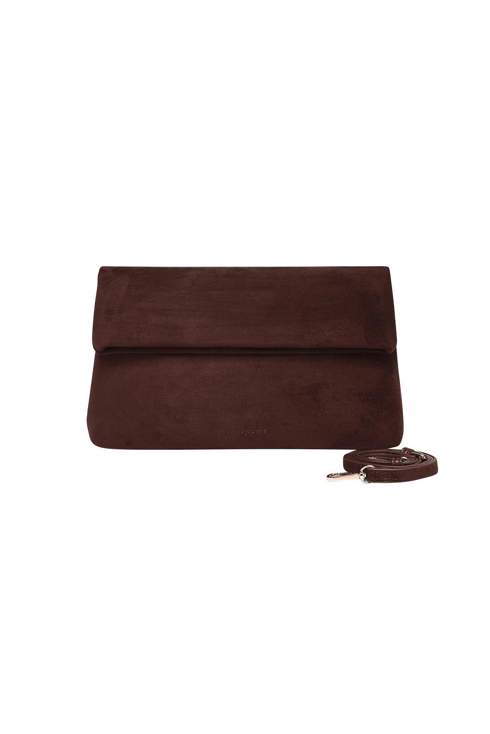 Luka Suedette Clutch – Chocolate