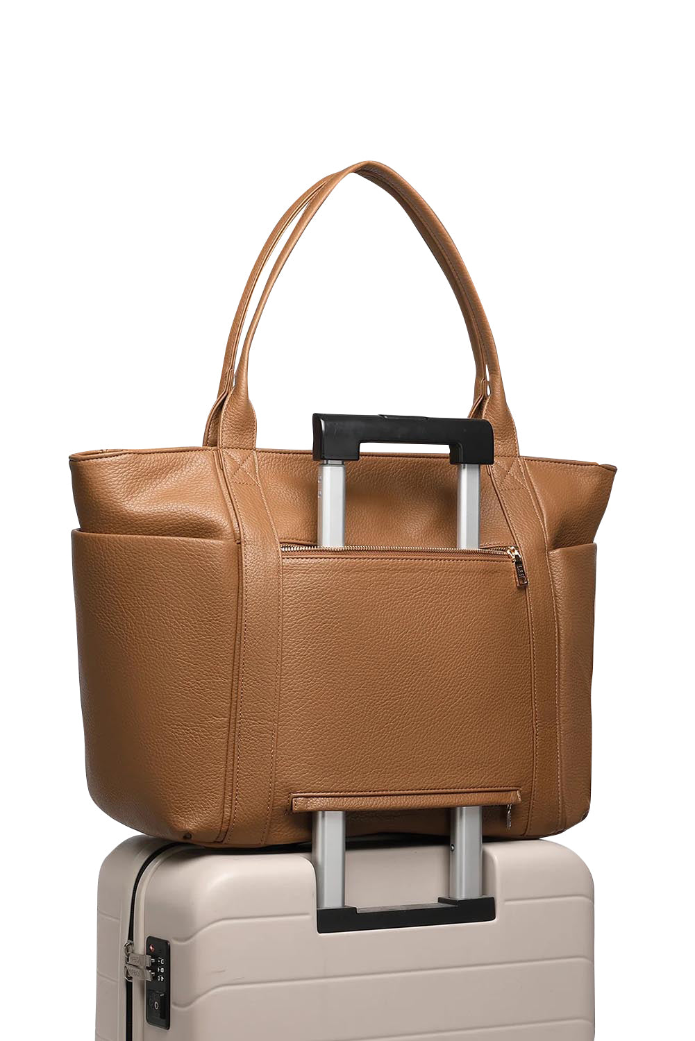 Product shot of the Chicago Tote Bag - Nutmeg in colour Nutmeg, from the back