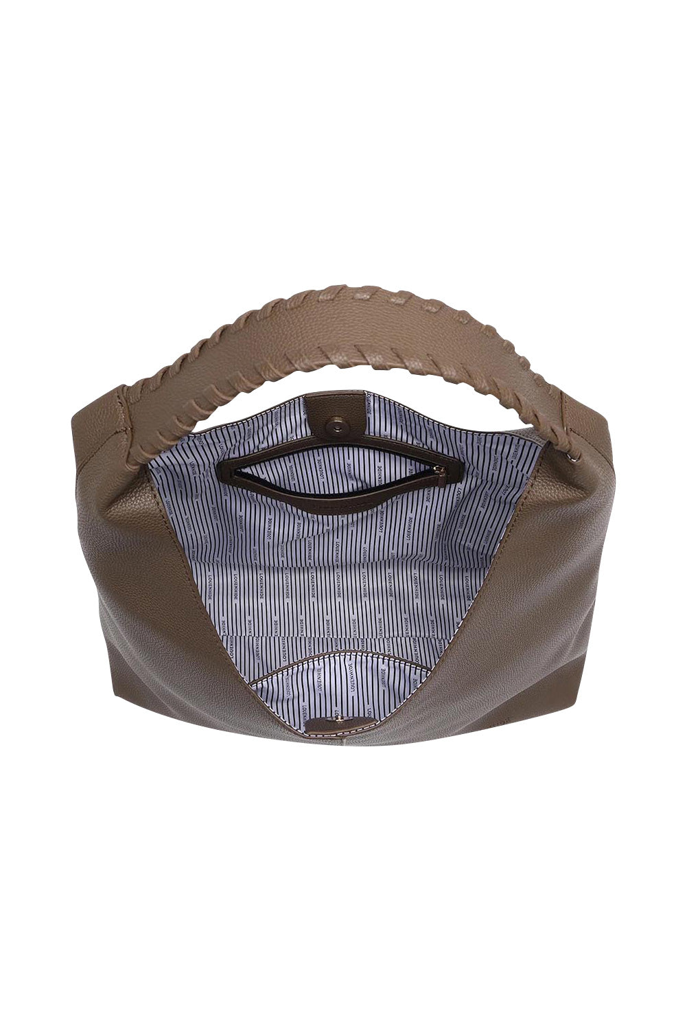 Product shot of the Avery Shoulder Bag in colour Mocha, detail