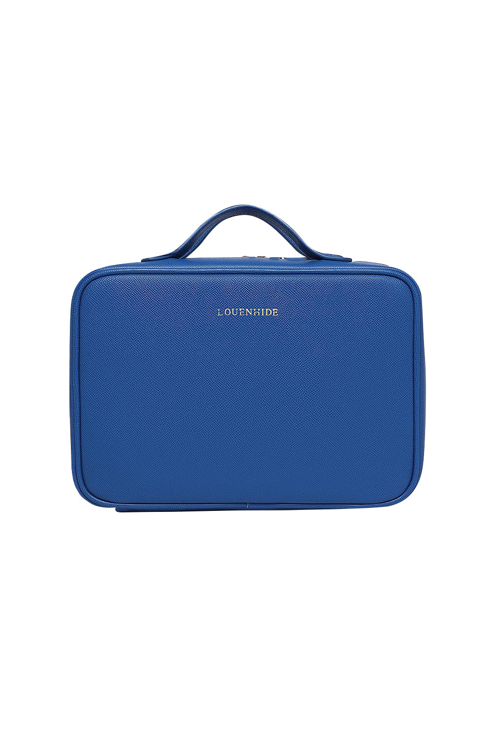 Product shot of the Georgie Toiletries Bag in colour OceanBlue (Blue), from the front