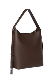 Product shot of the Audrey Shoulder Bag in colour Chocolate, detail