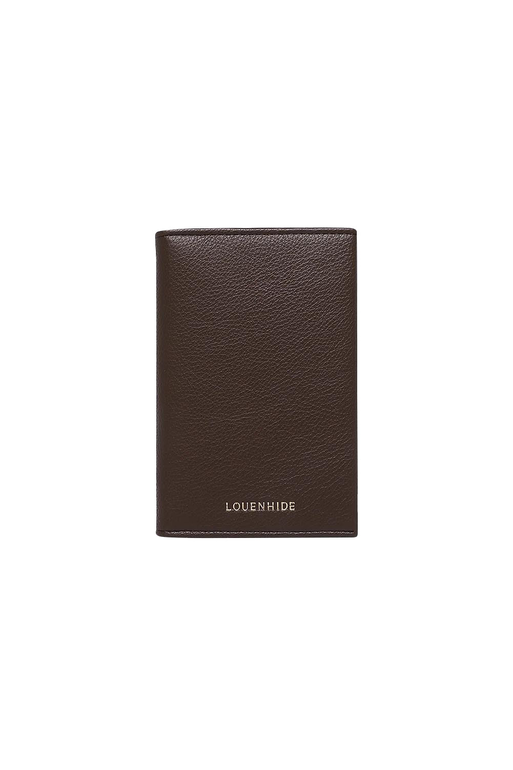 Product shot of the Venice Passport Wallet in colour Chocolate, from the front