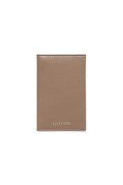 Product shot of the Venice Passport Wallet in colour Mocha, from the front